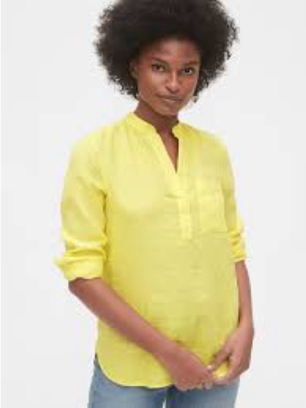 NWT GAP Linen Popover Pocket Shirt, Size XXL (20/22), Brilliant Yellow - Picture 1 of 6
